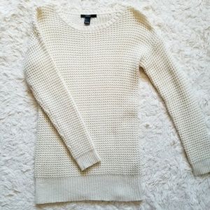 💛 Off White Cream Waffle Knit Long Sweater